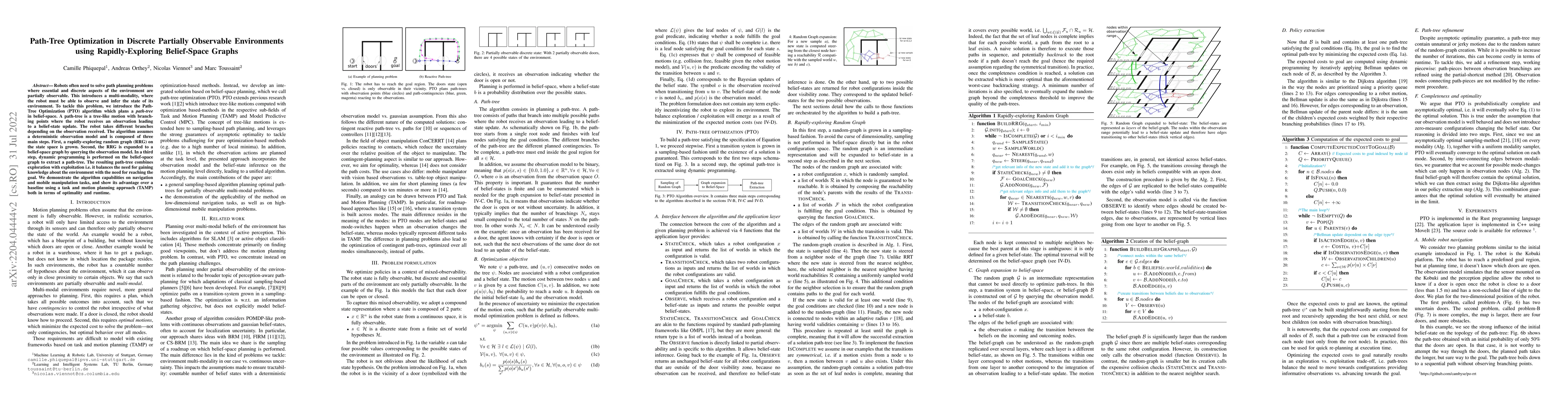 Thumbnail for Path-Tree Optimization in Discrete Partially Observable Environments
  using Rapidly-Exploring Belief-Space Graphs