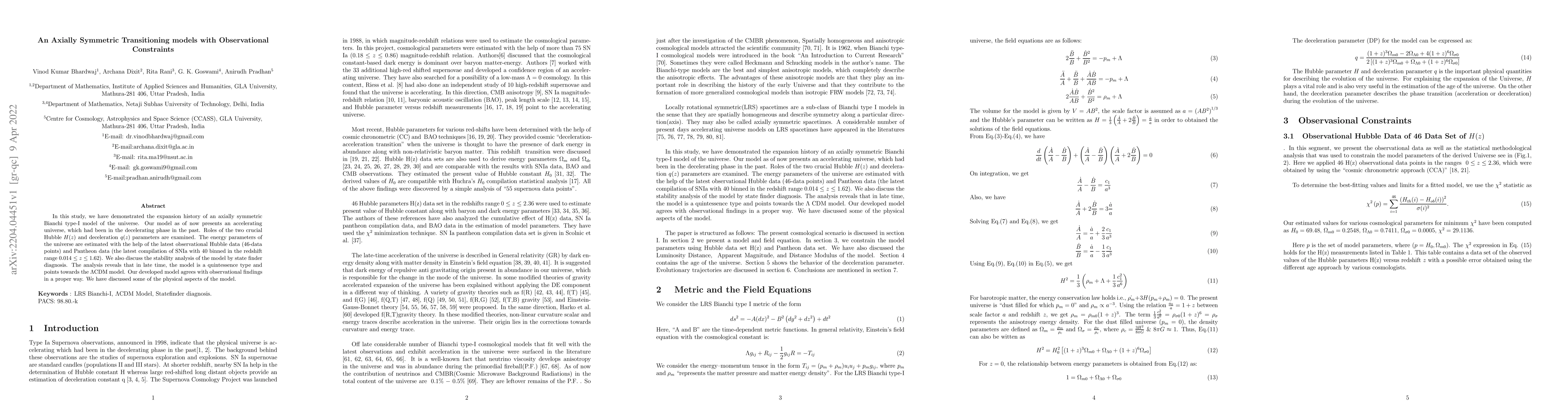 Thumbnail for An Axially Symmetric Transitioning models with Observational Constraints