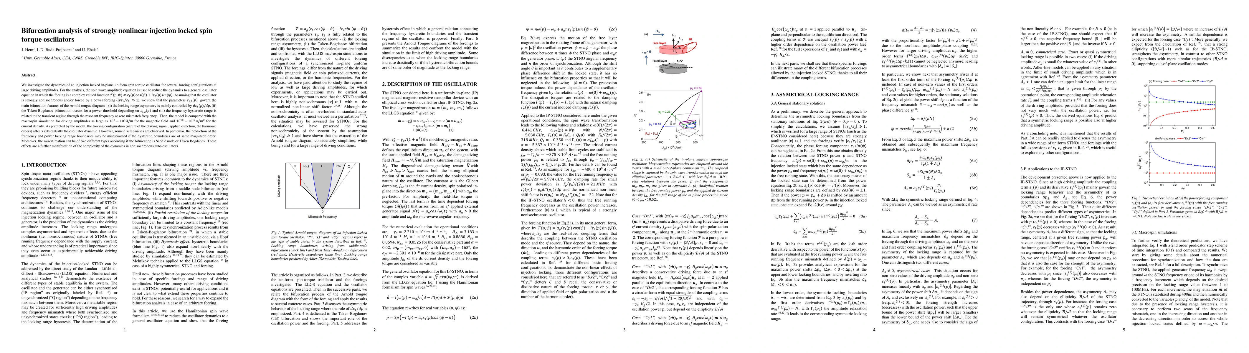 Thumbnail for Bifurcation analysis of strongly nonlinear injection locked spin torque
  oscillators