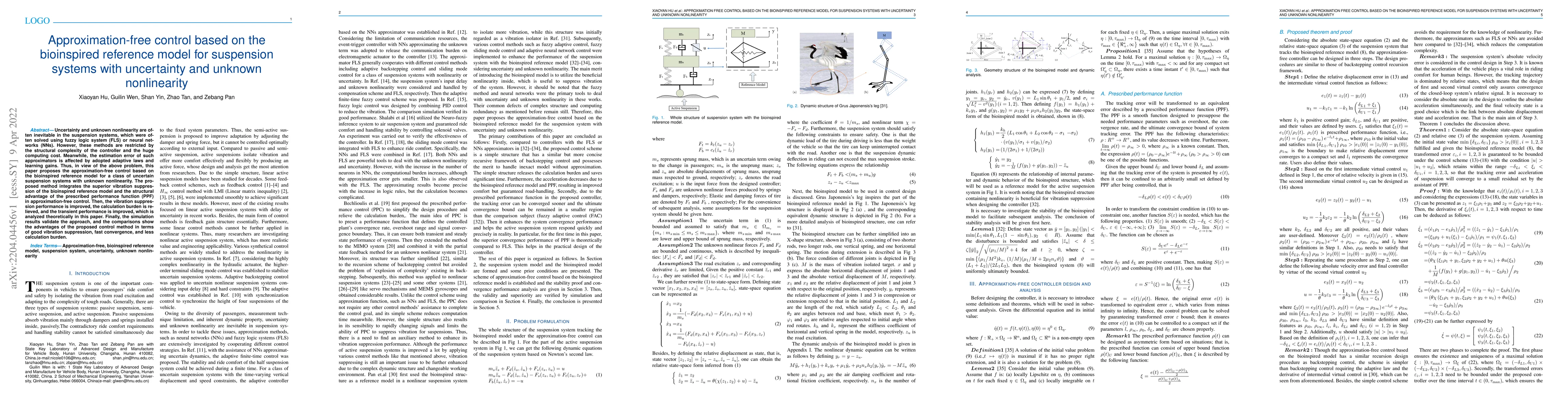 Thumbnail for Approximation-free control based on the bioinspired reference model for
  suspension systems with uncertainty and unknown nonlinearity