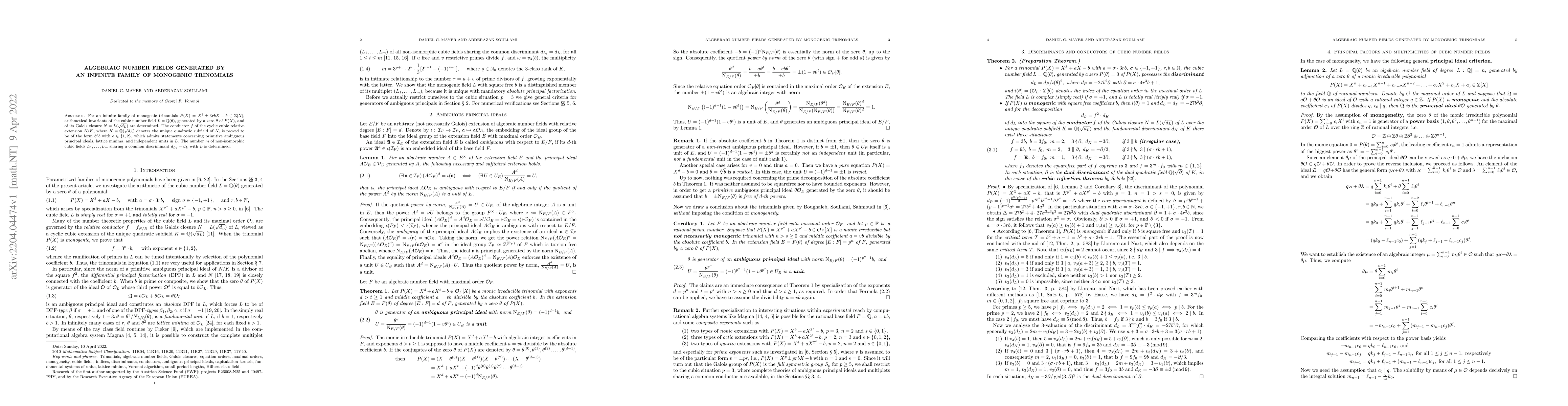 Thumbnail for Algebraic number fields generated by an infinite family of monogenic
  trinomials