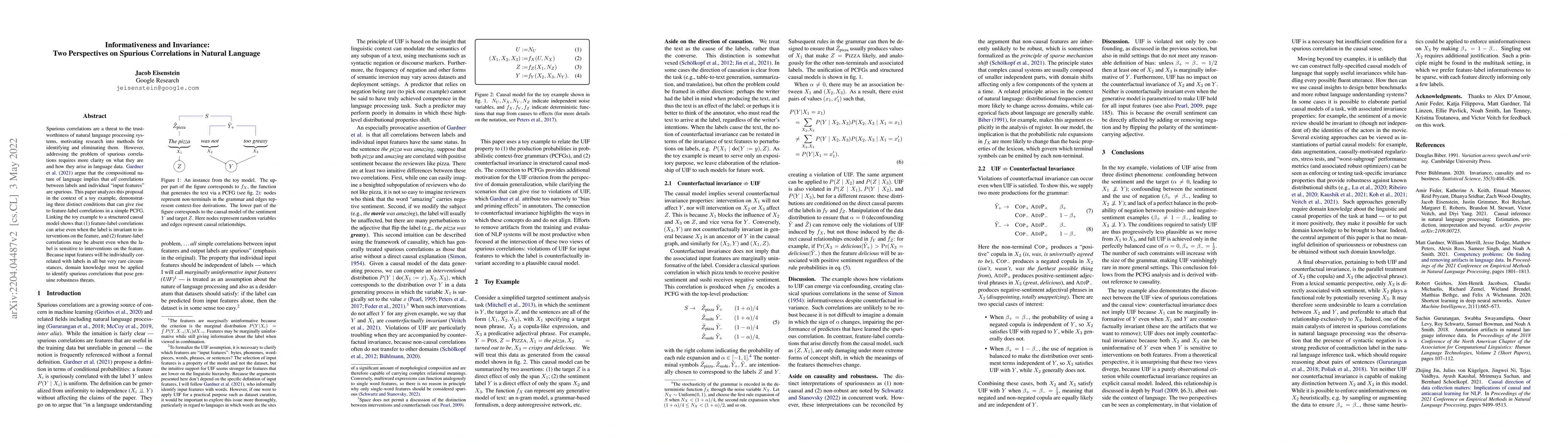 Thumbnail for Informativeness and Invariance: Two Perspectives on Spurious
  Correlations in Natural Language