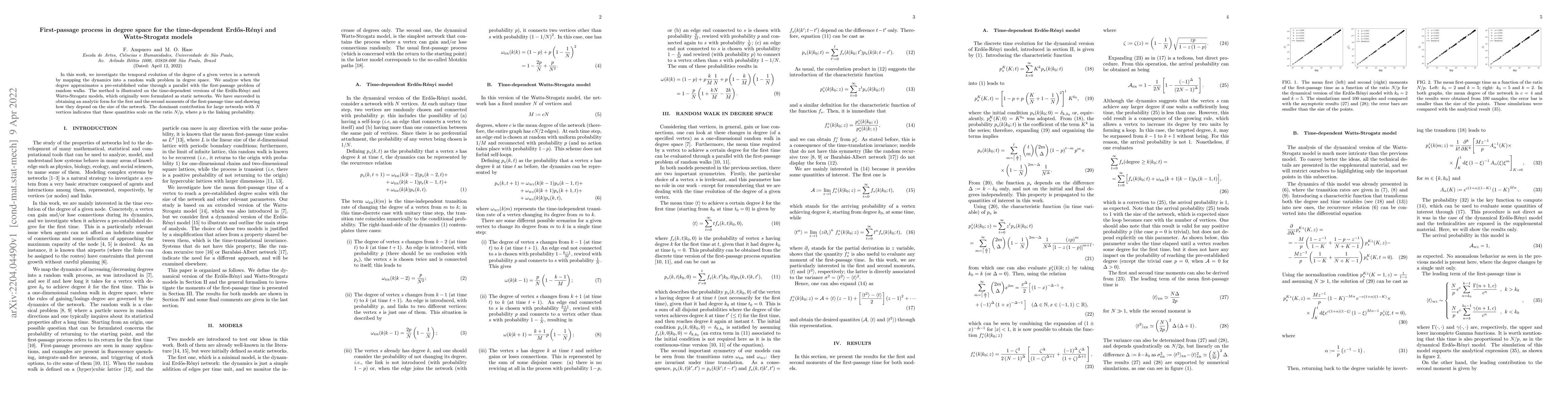 Thumbnail for First-passage process in degree space for the time-dependent
  Erd\H{o}s-R\'enyi and Watts-Strogatz models