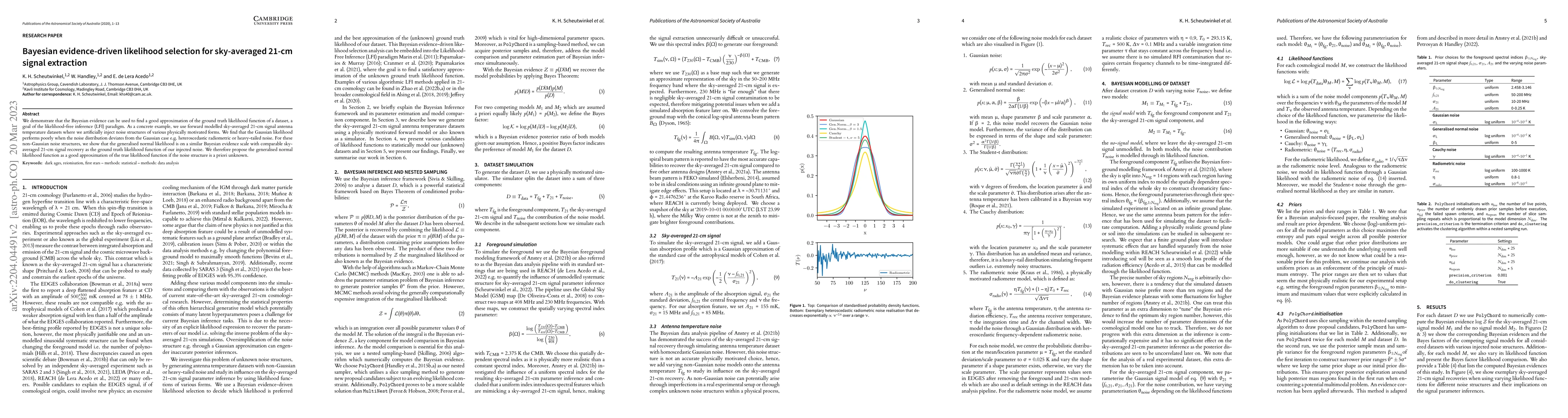 Thumbnail for Bayesian evidence-driven likelihood selection for sky-averaged 21-cm
  signal extraction