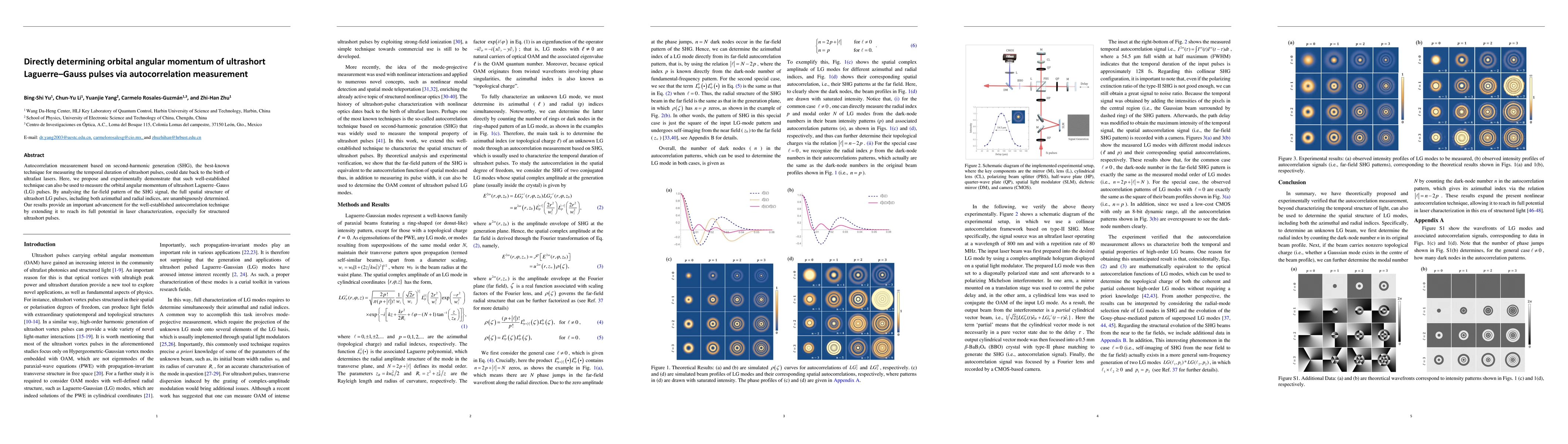 Thumbnail for Directly determining orbital angular momentum of ultrashort
  Laguerre-Gauss pulses via autocorrelation measurement