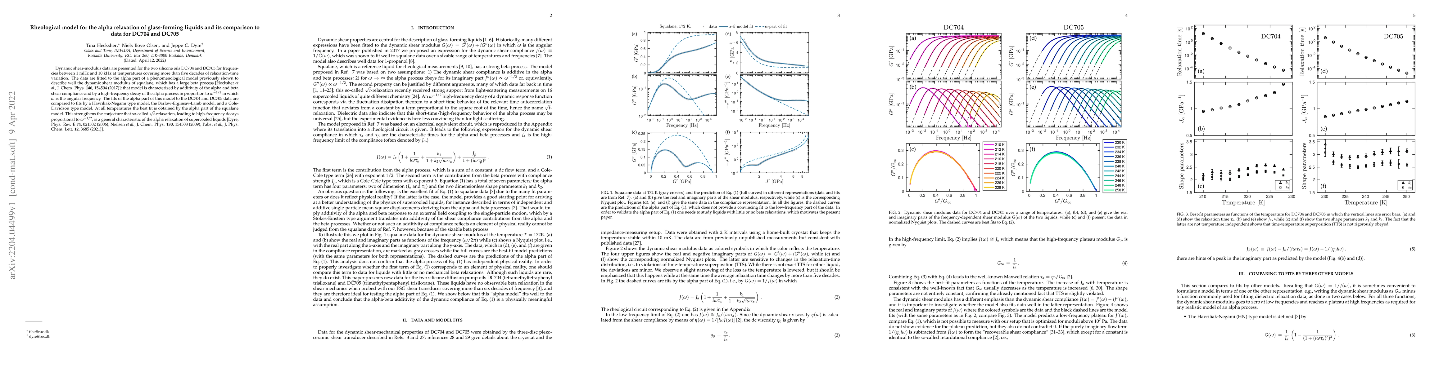 Thumbnail for Rheological model for the alpha relaxation of glass-forming liquids and
  its comparison to data for DC704 and DC705