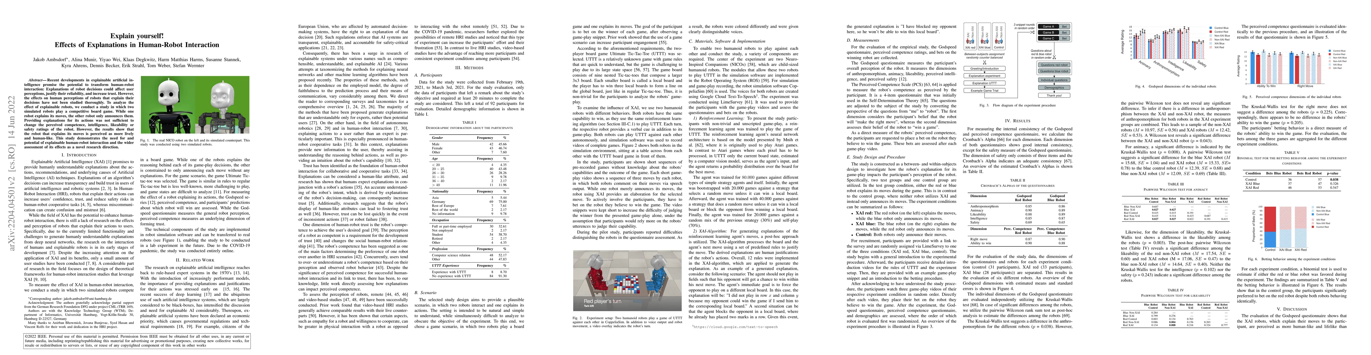 Thumbnail for Explain yourself! Effects of Explanations in Human-Robot Interaction