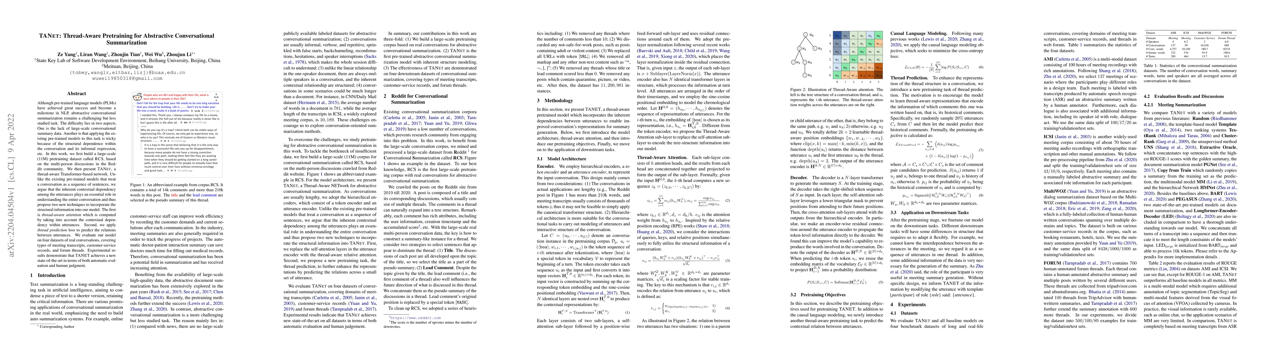 Thumbnail for TANet: Thread-Aware Pretraining for Abstractive Conversational
  Summarization