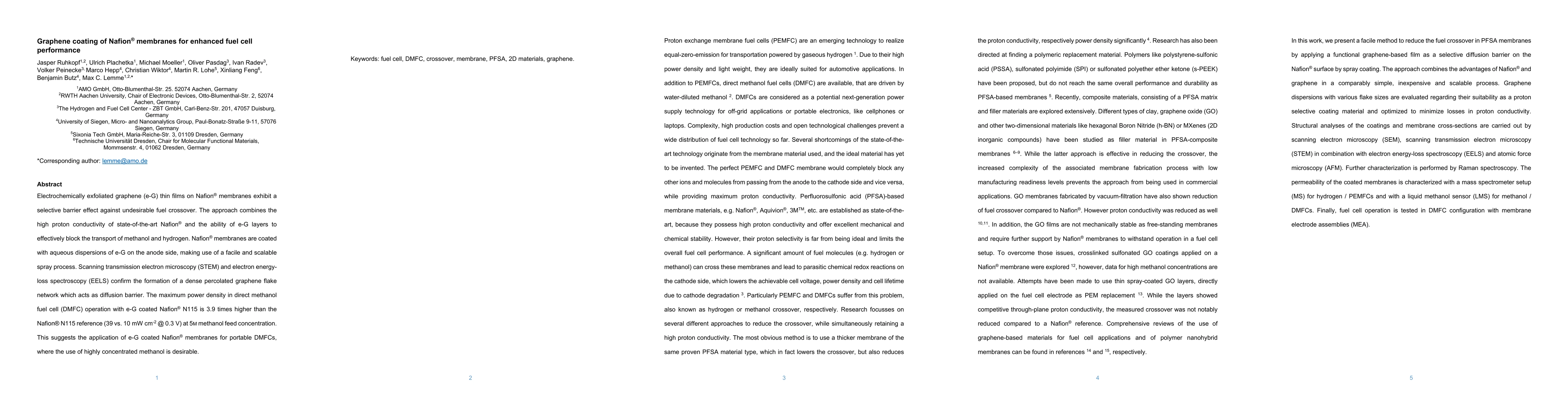 Thumbnail for Graphene coating of Nafion$^{(R)}$ membranes for enhanced fuel cell
  performance
