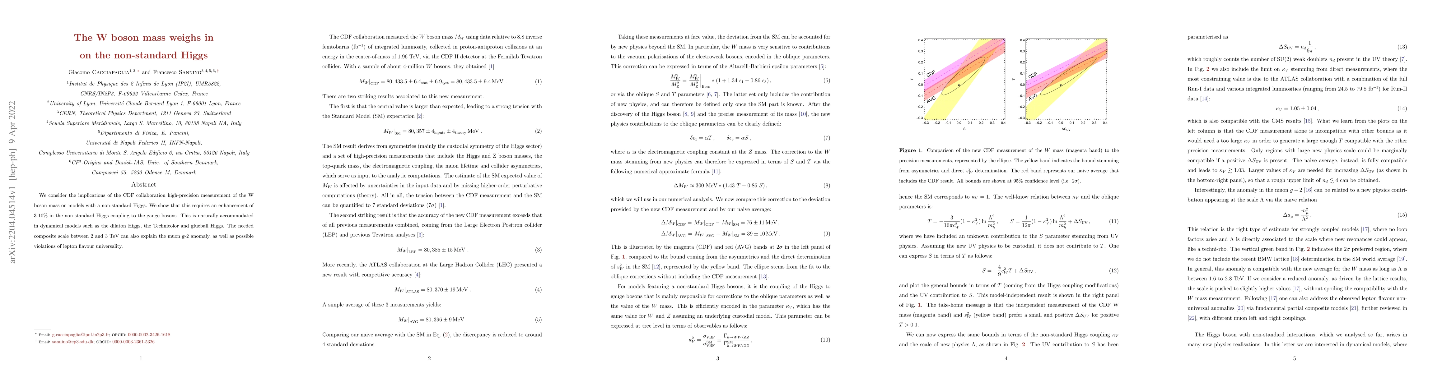 Thumbnail for The W boson mass weighs in on the non-standard Higgs