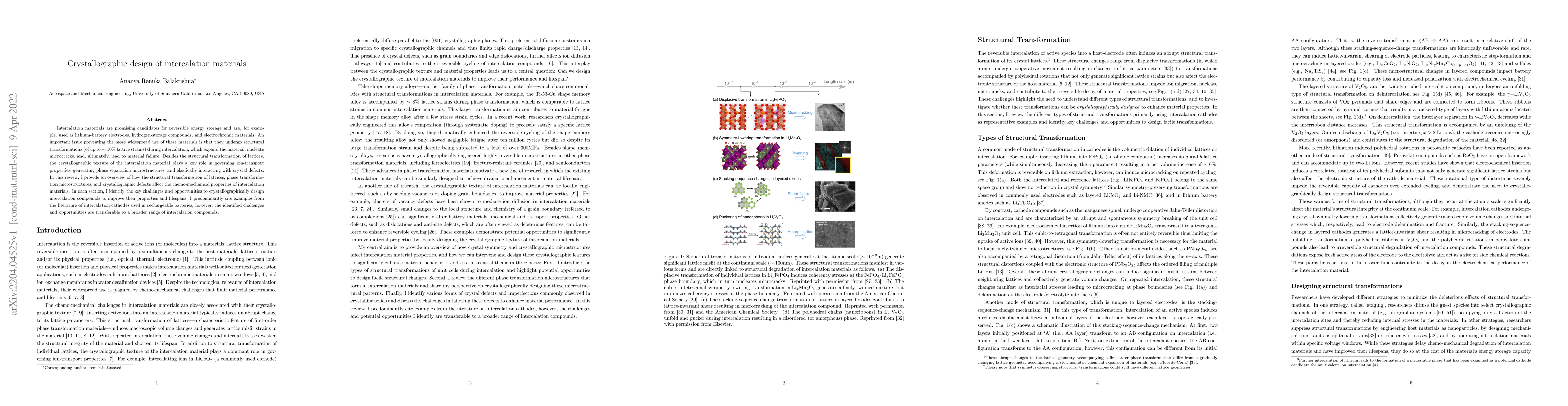 Thumbnail for Crystallographic design of intercalation materials
