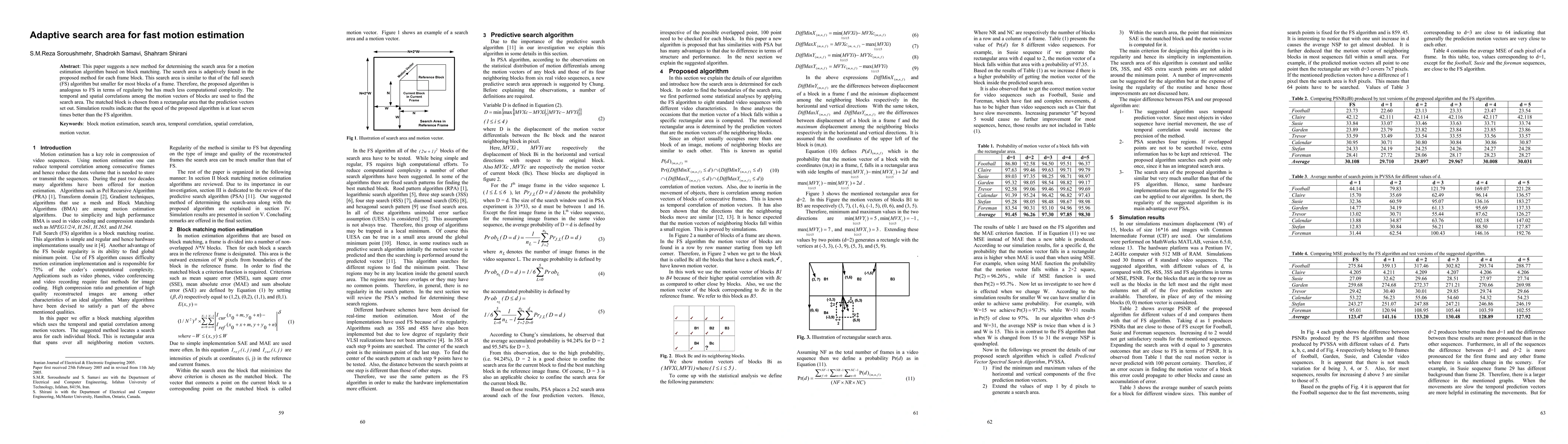 Thumbnail for Adaptive search area for fast motion estimation