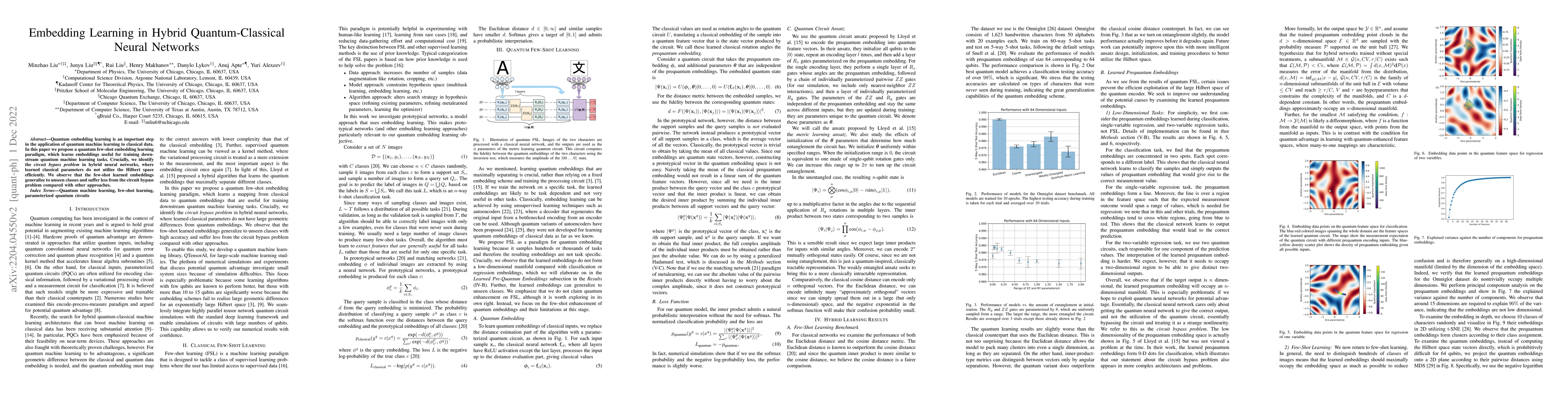 Thumbnail for Embedding Learning in Hybrid Quantum-Classical Neural Networks