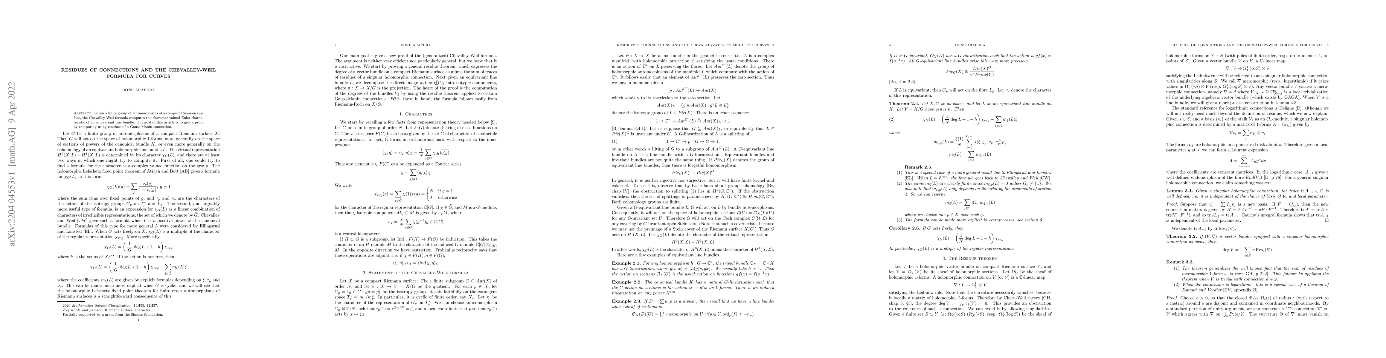 Thumbnail for Residues of connections and the Chevalley-Weil formula for curves