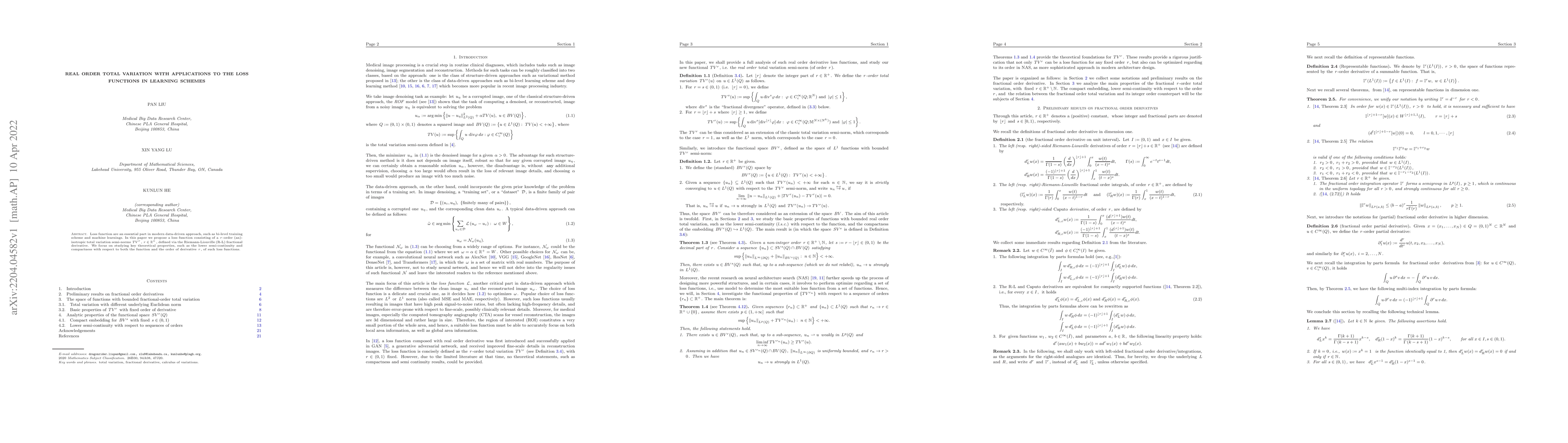 Thumbnail for Real order total variation with applications to the loss functions in
  learning schemes