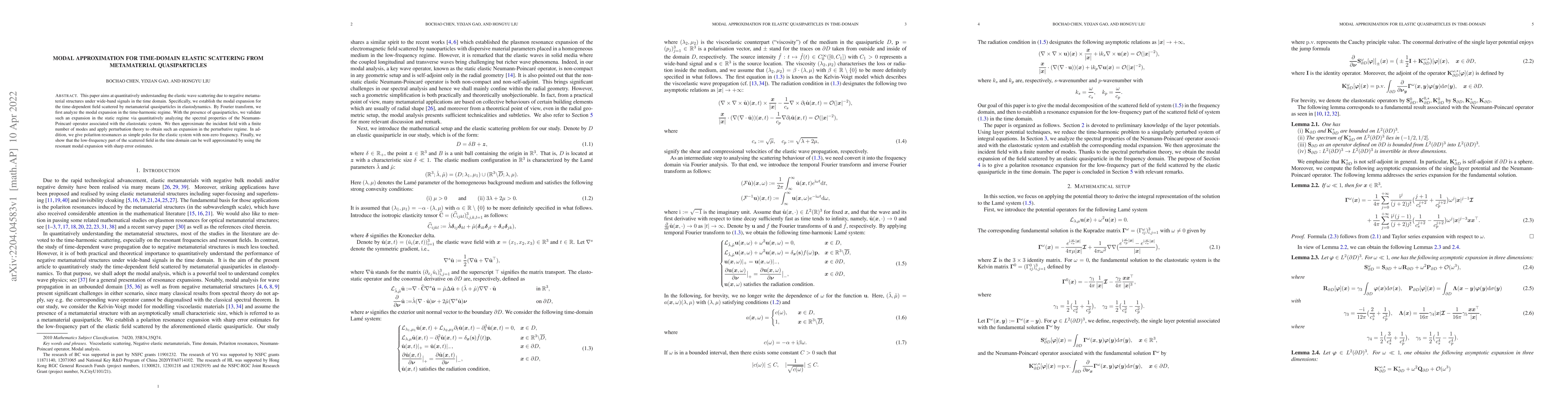 Thumbnail for Modal approximation for time-domain elastic scattering from metamaterial
  quasiparticles