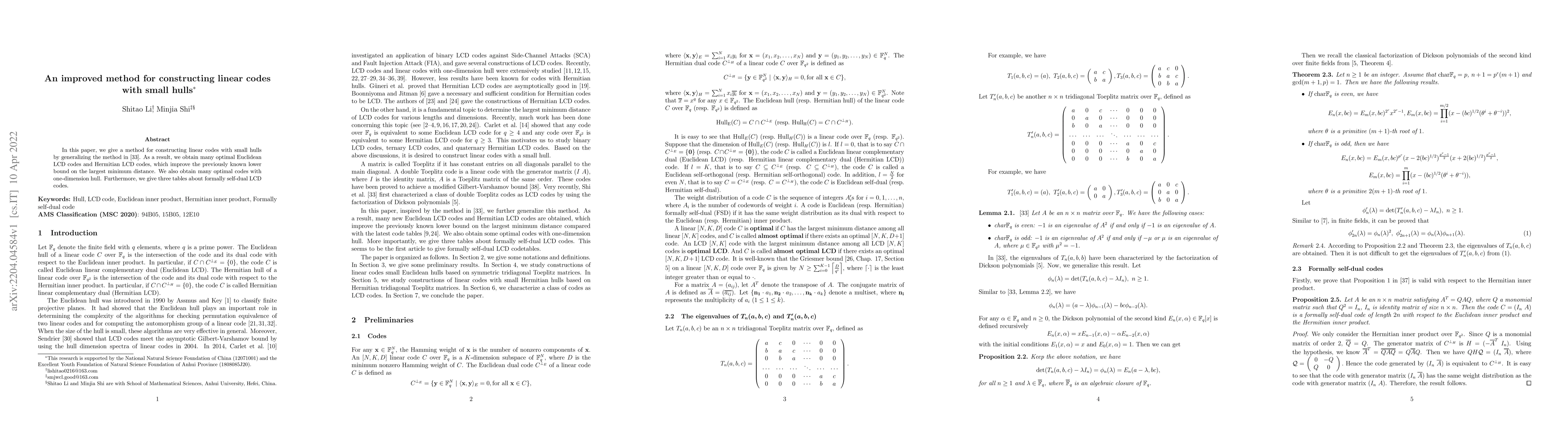 Thumbnail for An improved method for constructing linear codes with small hulls
