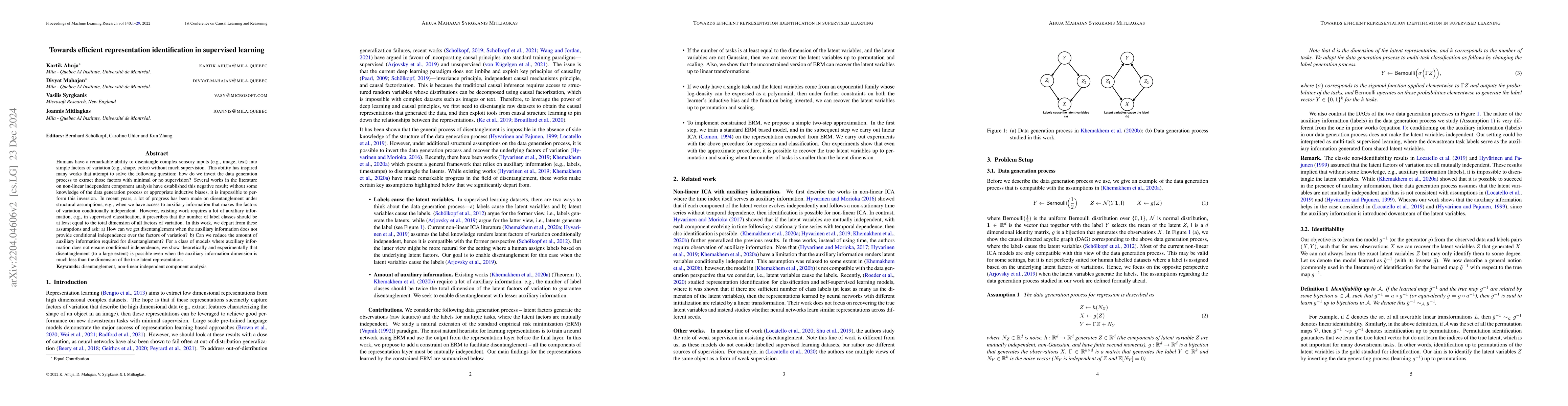 Thumbnail for Towards efficient representation identification in supervised learning