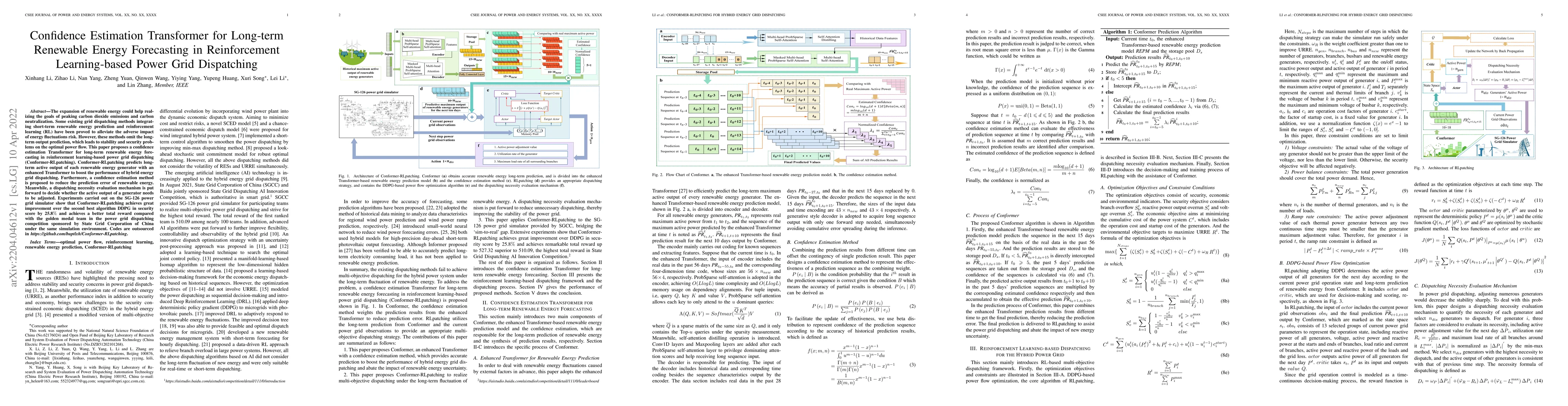 Thumbnail for Confidence Estimation Transformer for Long-term Renewable Energy
  Forecasting in Reinforcement Learning-based Power Grid Dispatching