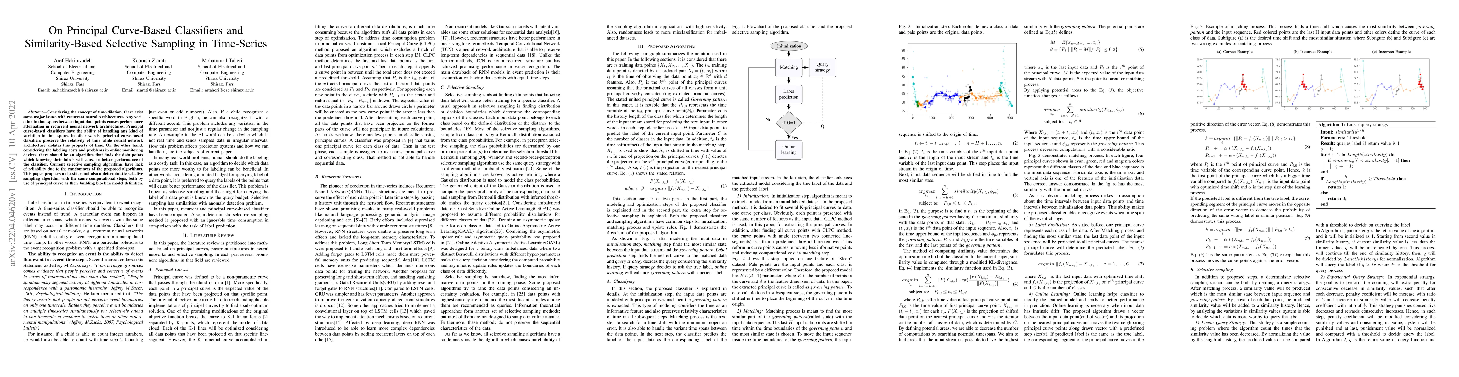 Thumbnail for On Principal Curve-Based Classifiers and Similarity-Based Selective
  Sampling in Time-Series