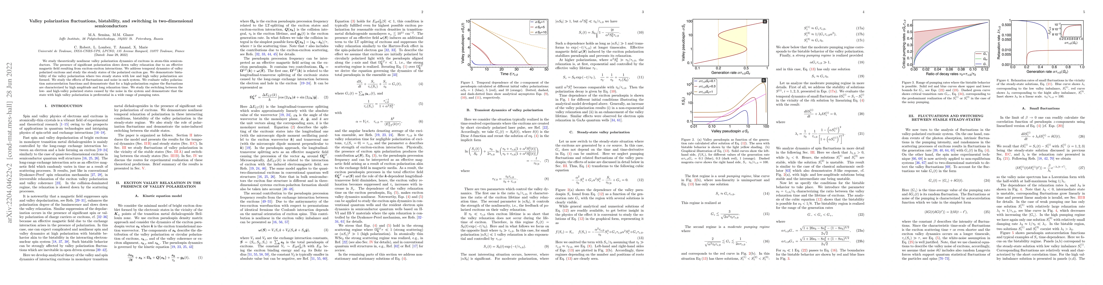 Thumbnail for Valley polarization fluctuations, bistability, and switching in
  two-dimensional semiconductors