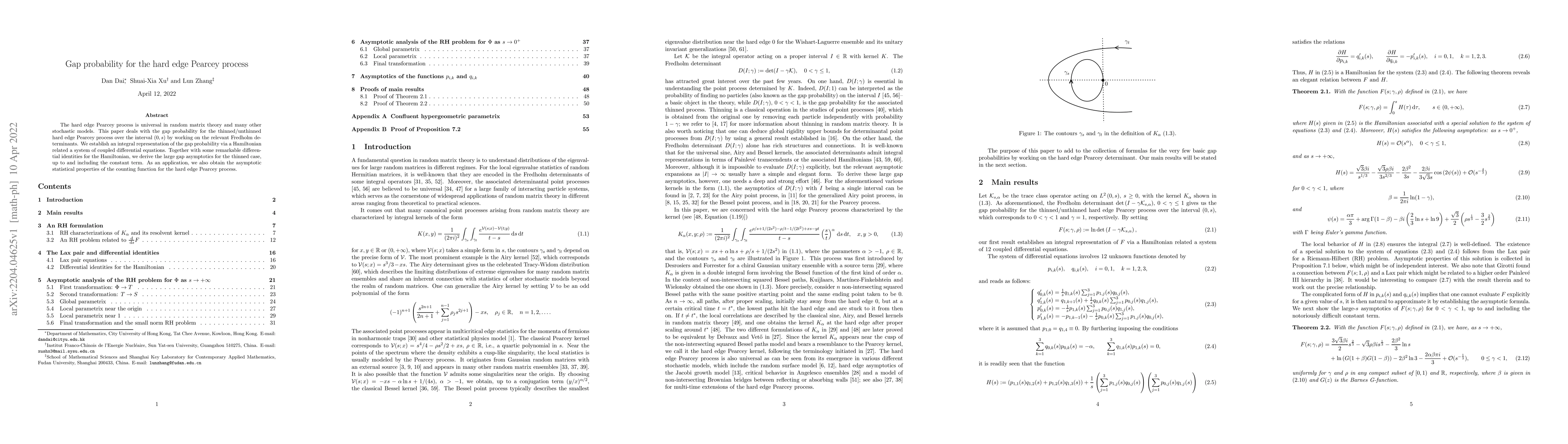 Thumbnail for Gap probability for the hard edge Pearcey process