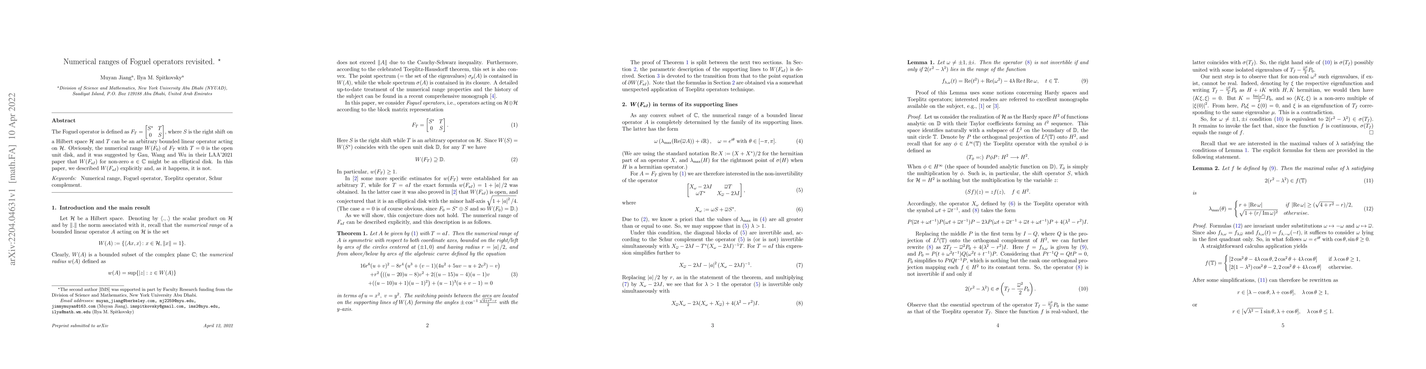 Thumbnail for Numerical ranges of Foguel operators revisited