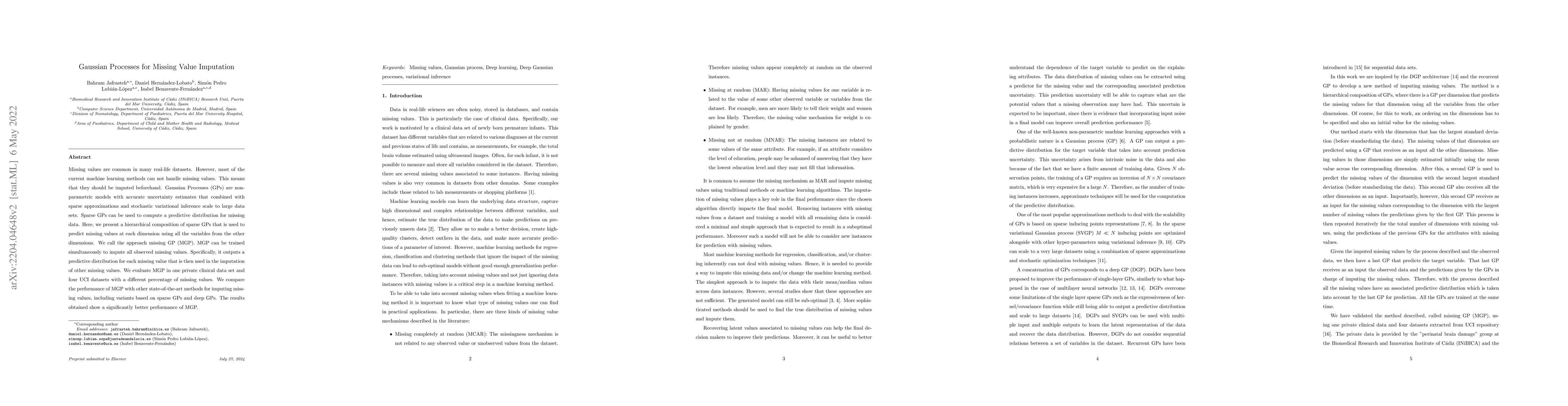 Thumbnail for Gaussian Processes for Missing Value Imputation