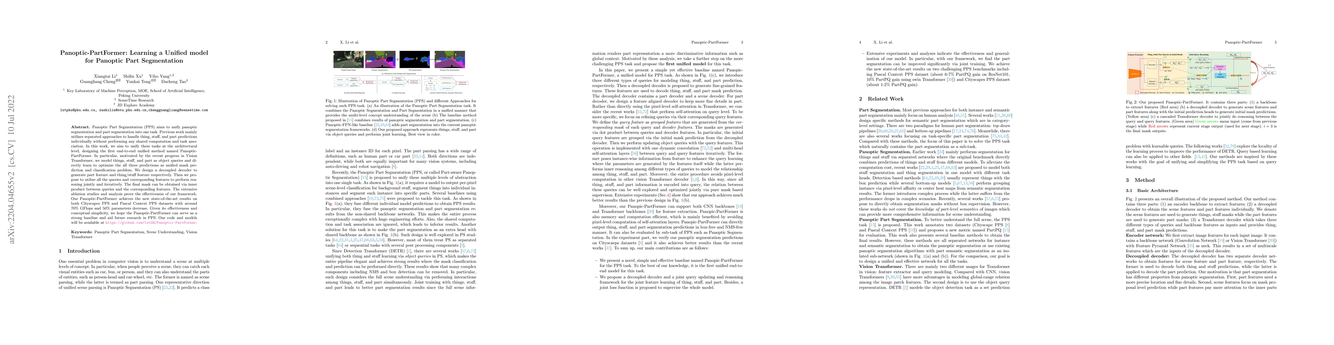 Thumbnail for Panoptic-PartFormer: Learning a Unified Model for Panoptic Part
  Segmentation
