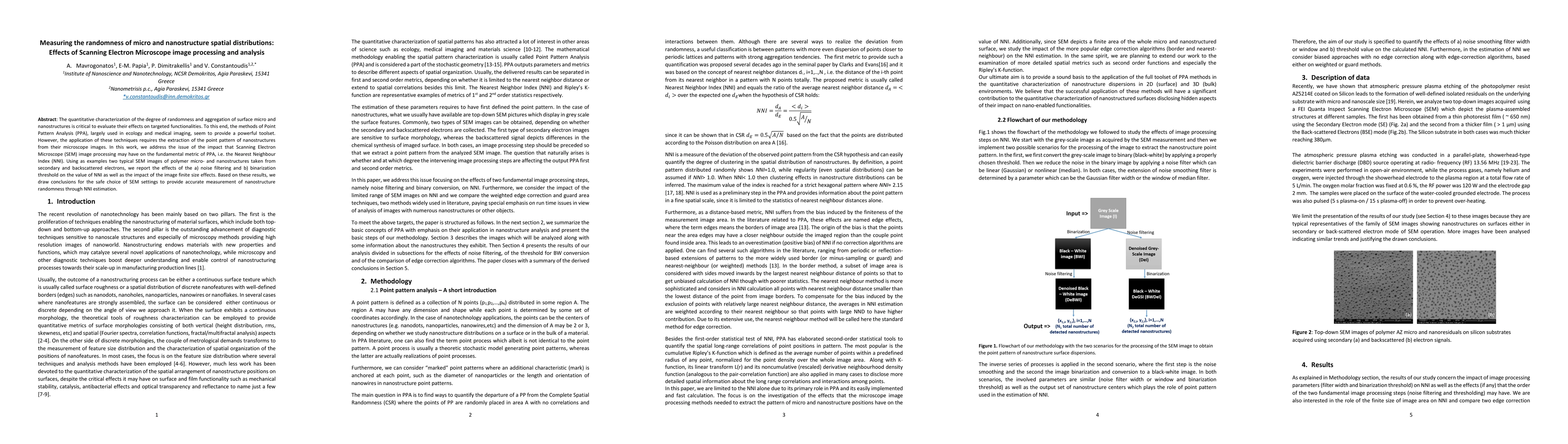 Thumbnail for Measuring the randomness of micro and nanostructure spatial
  distributions: Effects of Scanning Electron Microscope image processing and
  analysis