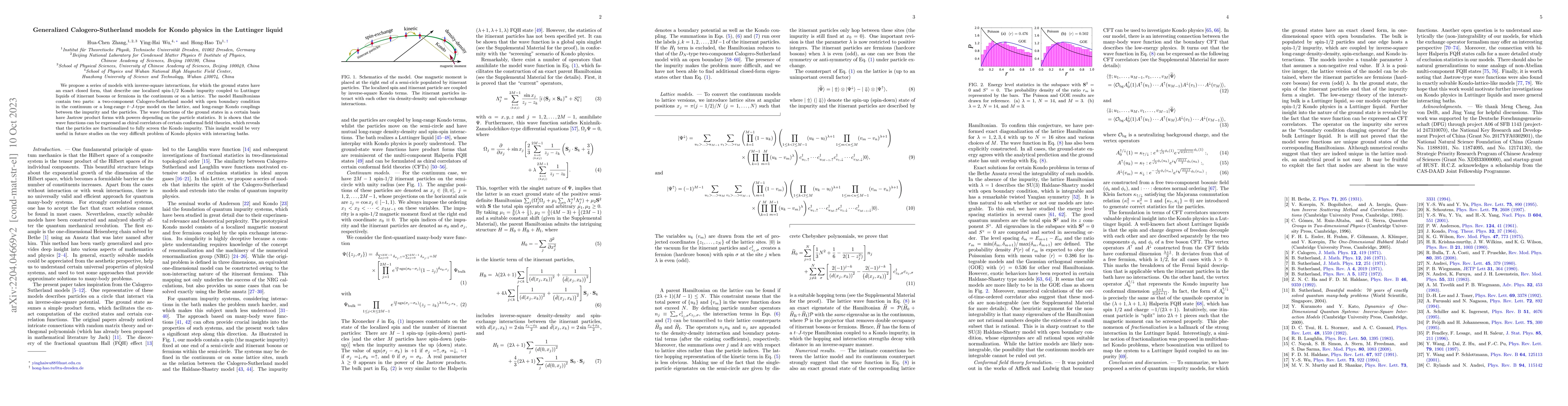Thumbnail for Generalized Calogero-Sutherland models for Kondo physics in the
  Luttinger liquid