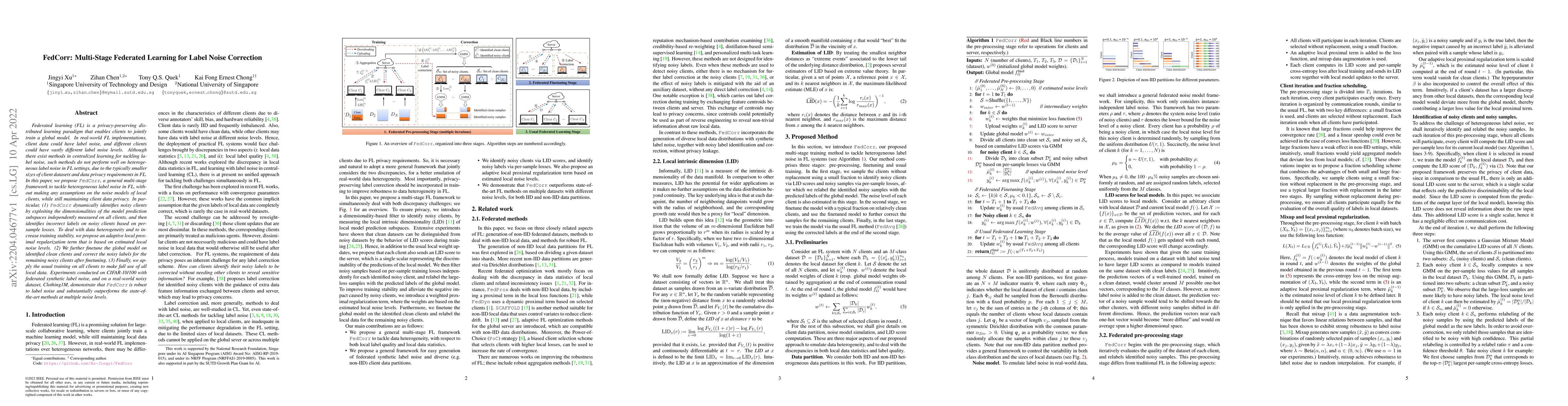 Thumbnail for FedCorr: Multi-Stage Federated Learning for Label Noise Correction