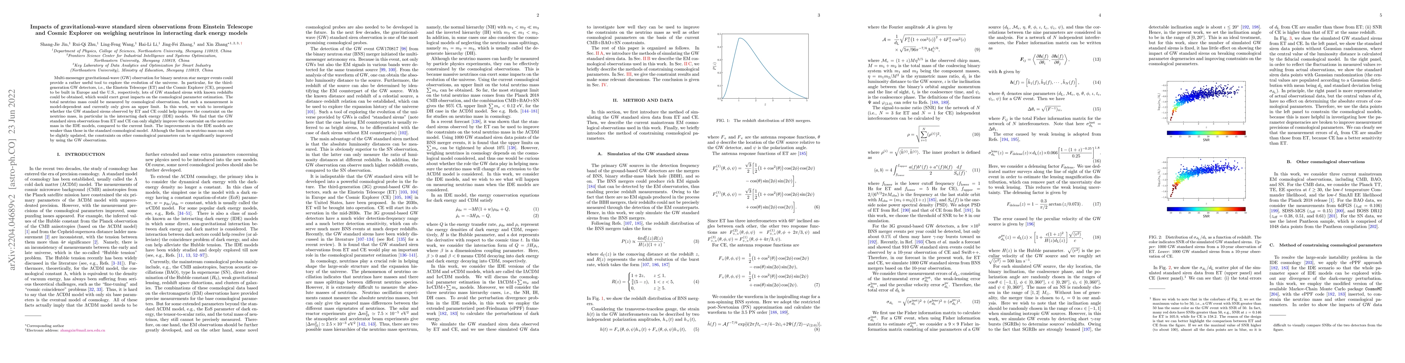 Thumbnail for Impacts of gravitational-wave standard siren observations from Einstein
  Telescope and Cosmic Explorer on weighing neutrinos in interacting dark
  energy models