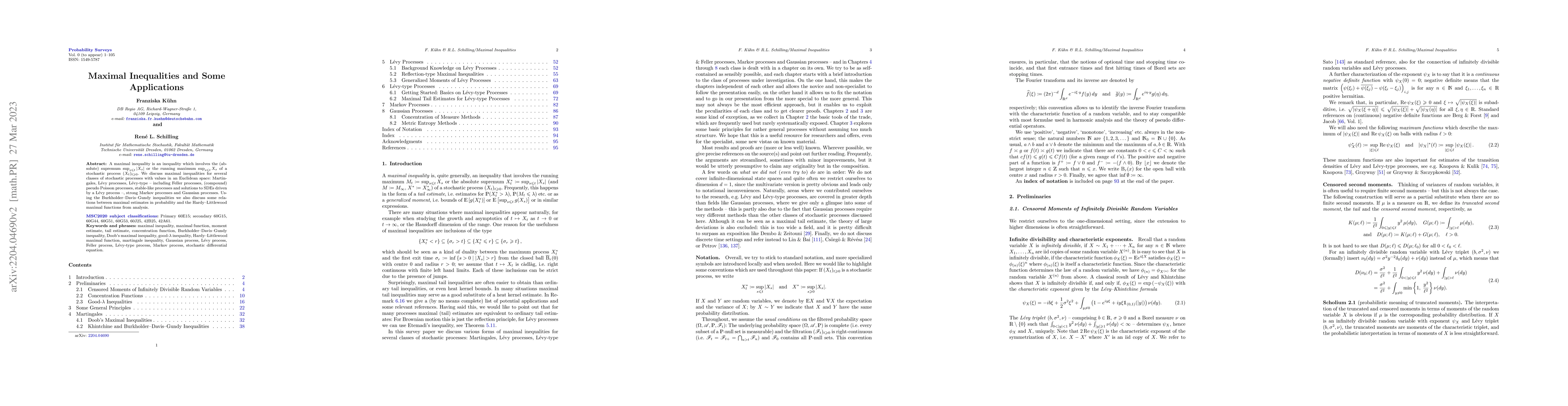 Thumbnail for Maximal Inequalities and Some Applications