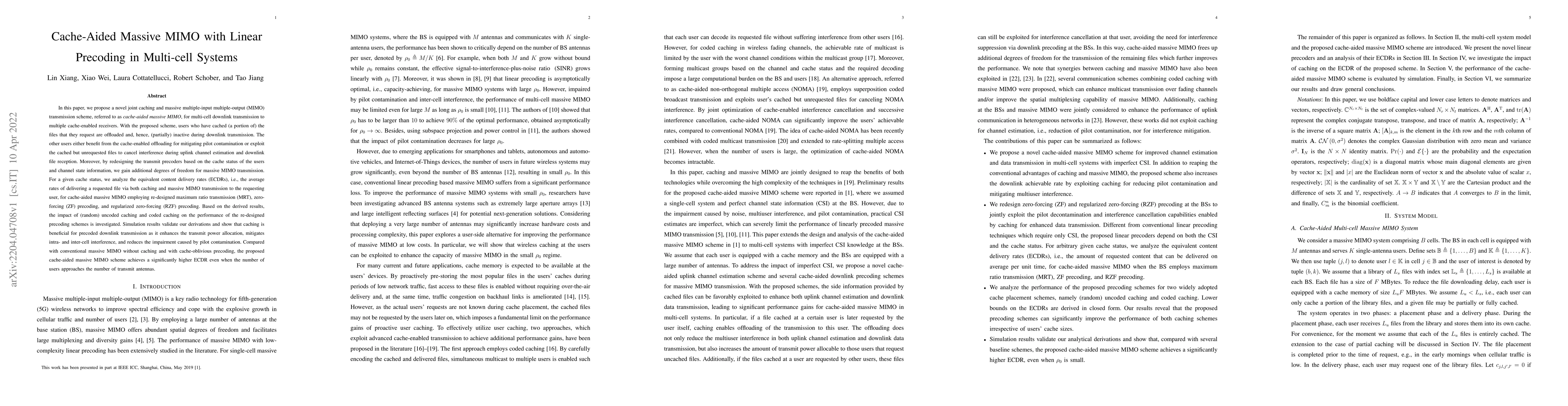 Thumbnail for Cache-Aided Massive MIMO with Linear Precoding in Multi-cell Systems