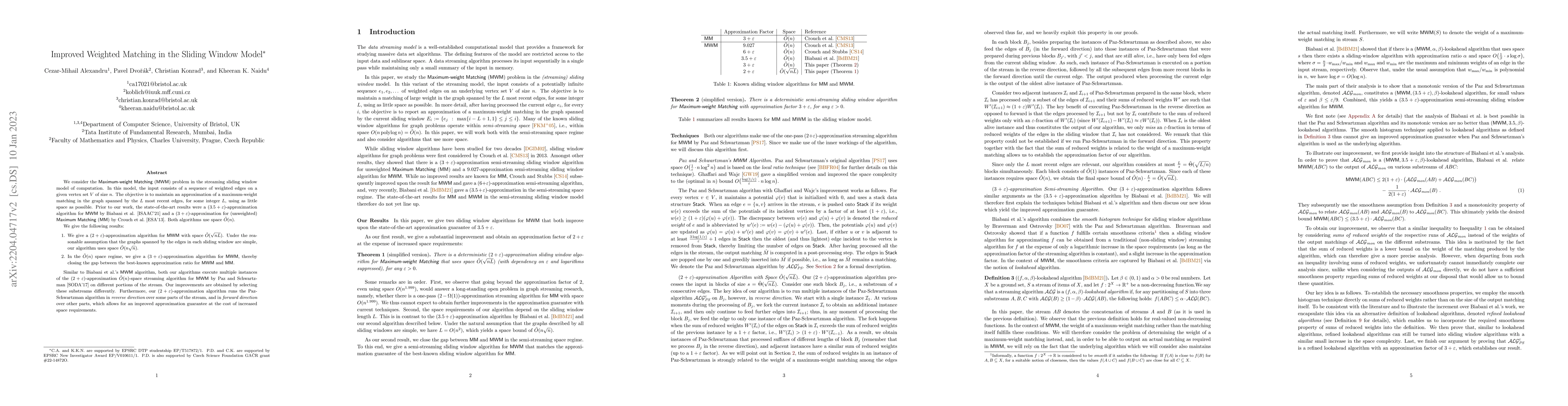 Thumbnail for Improved Weighted Matching in the Sliding Window Model