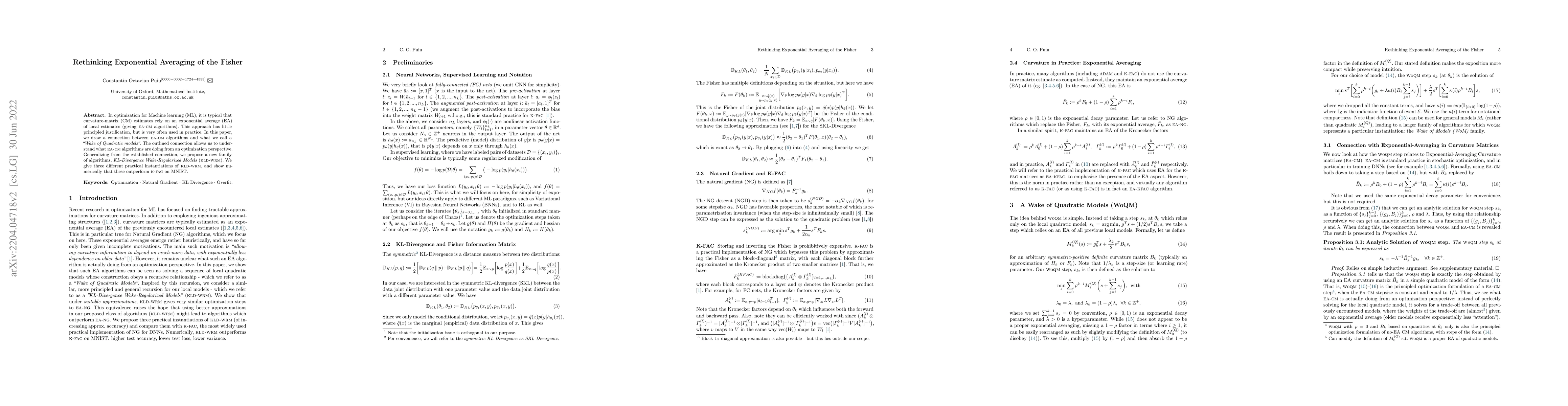 Thumbnail for Rethinking Exponential Averaging of the Fisher