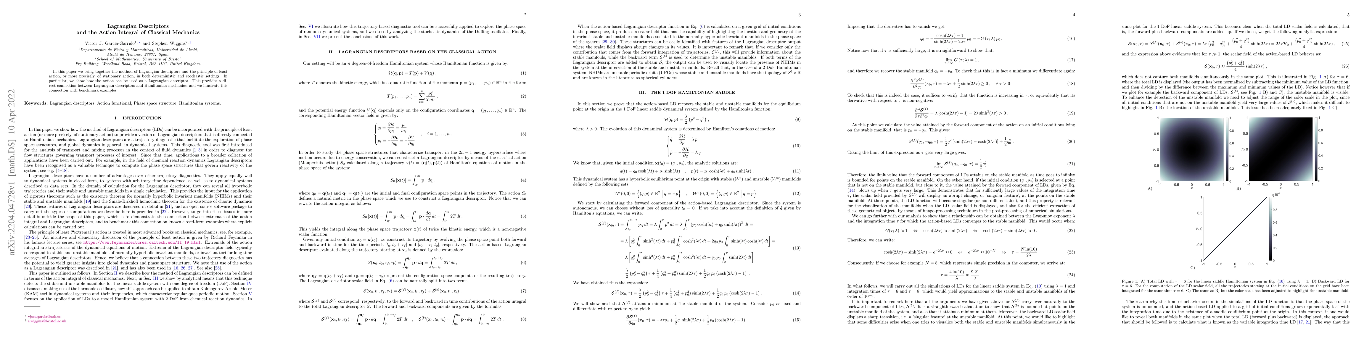 Thumbnail for Lagrangian Descriptors and the Action Integral of Classical Mechanics