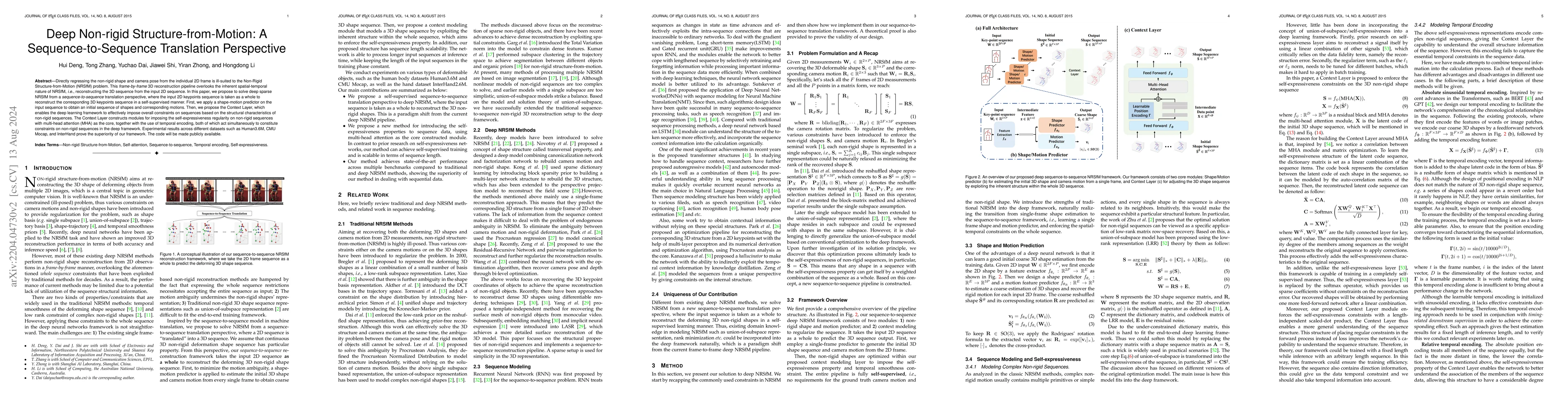 Thumbnail for Deep Non-rigid Structure-from-Motion: A Sequence-to-Sequence Translation
  Perspective