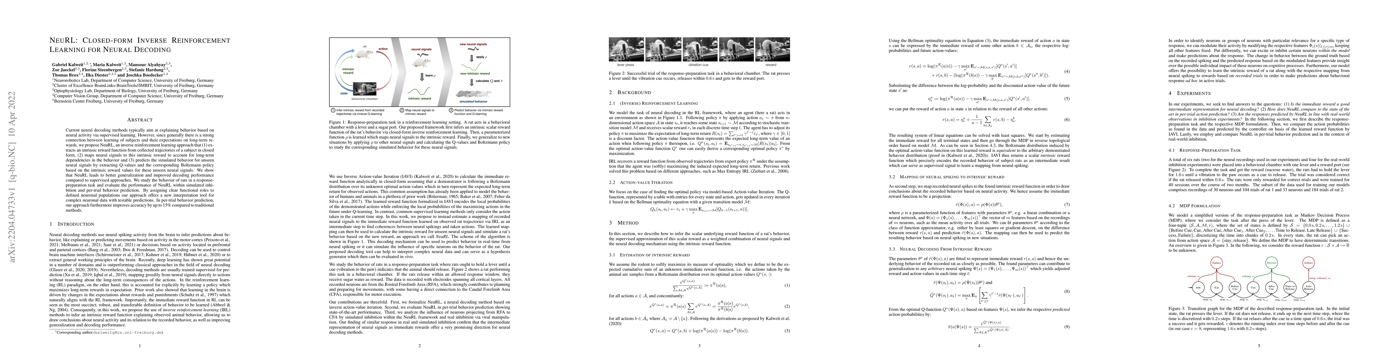 Thumbnail for NeuRL: Closed-form Inverse Reinforcement Learning for Neural Decoding