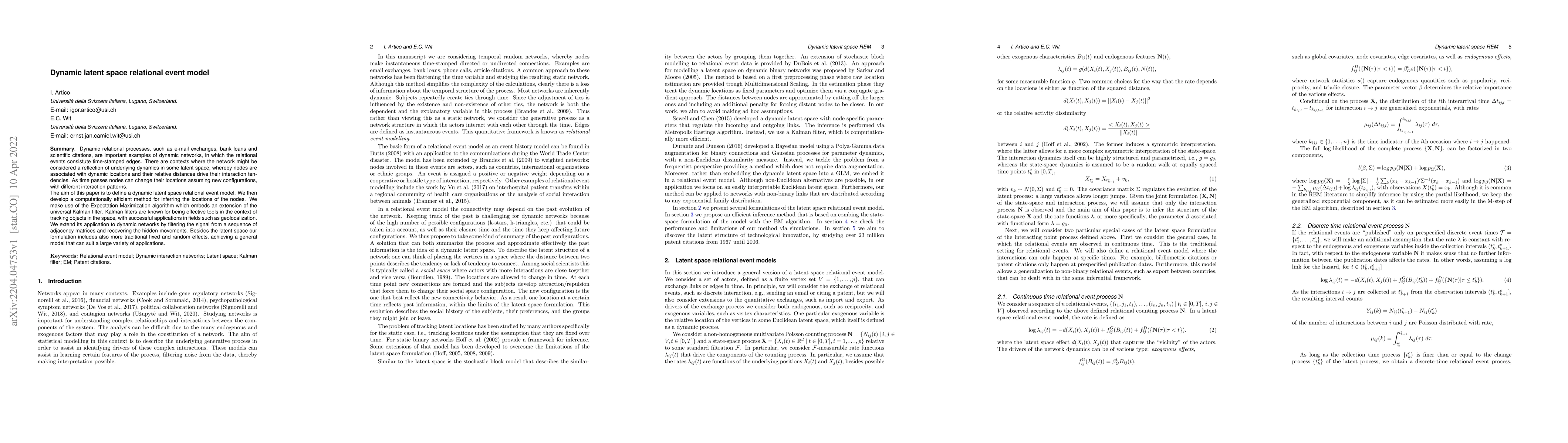 Thumbnail for Dynamic latent space relational event model