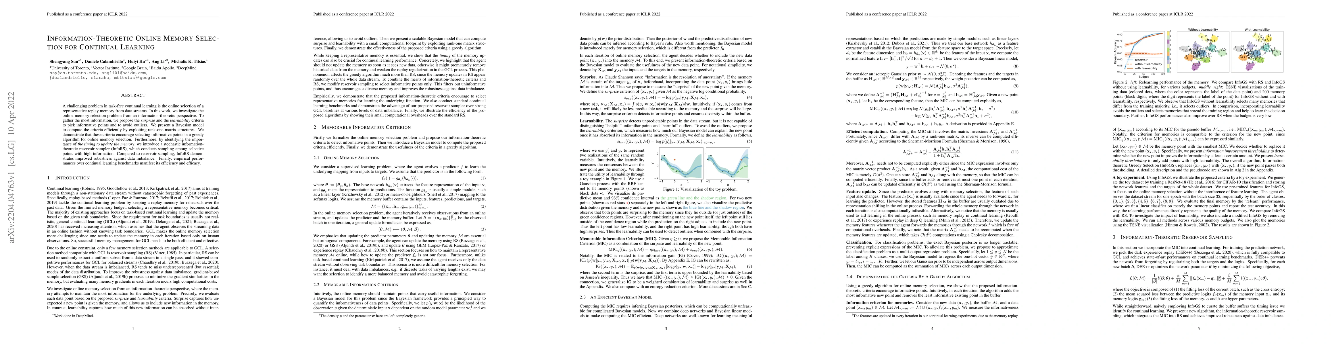 Thumbnail for Information-theoretic Online Memory Selection for Continual Learning