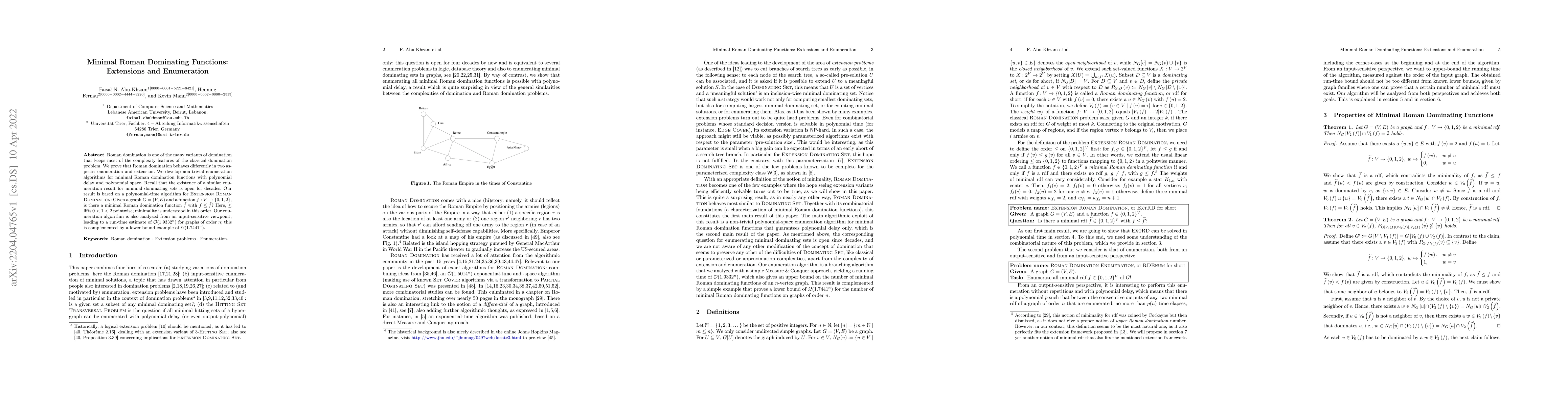 Thumbnail for Minimal Roman Dominating Functions: Extensions and Enumeration