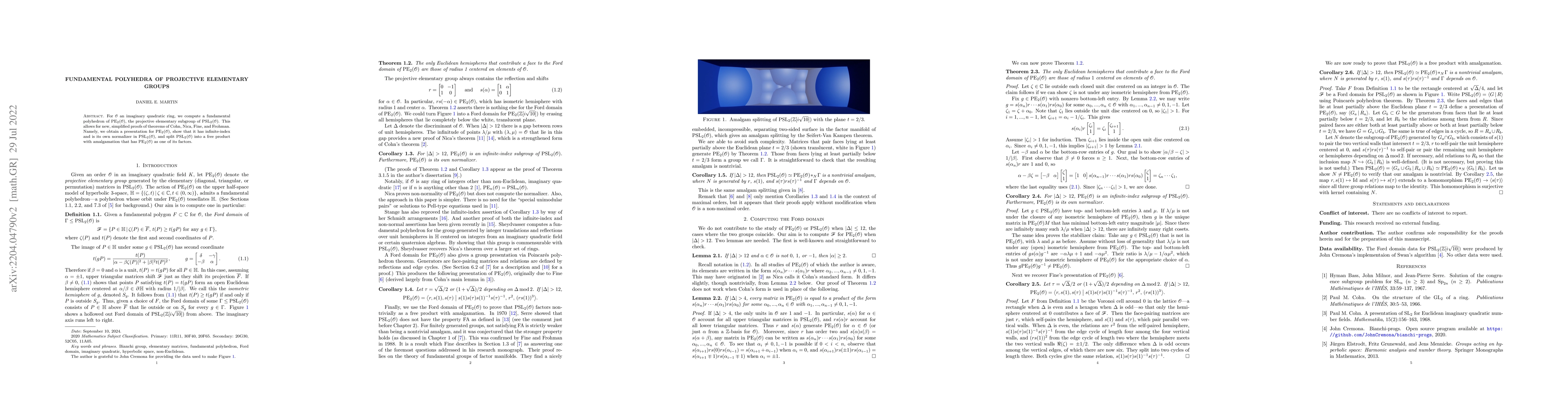 Thumbnail for Fundamental polyhedra of projective elementary groups