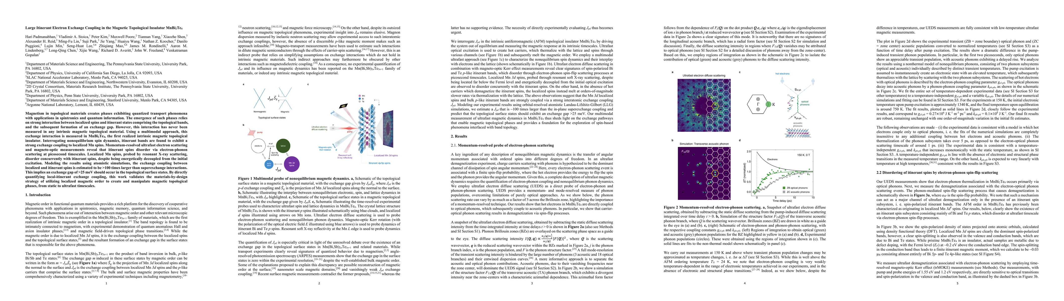 Thumbnail for Large Itinerant Electron Exchange Coupling in the Magnetic Topological
  Insulator MnBi2Te4
