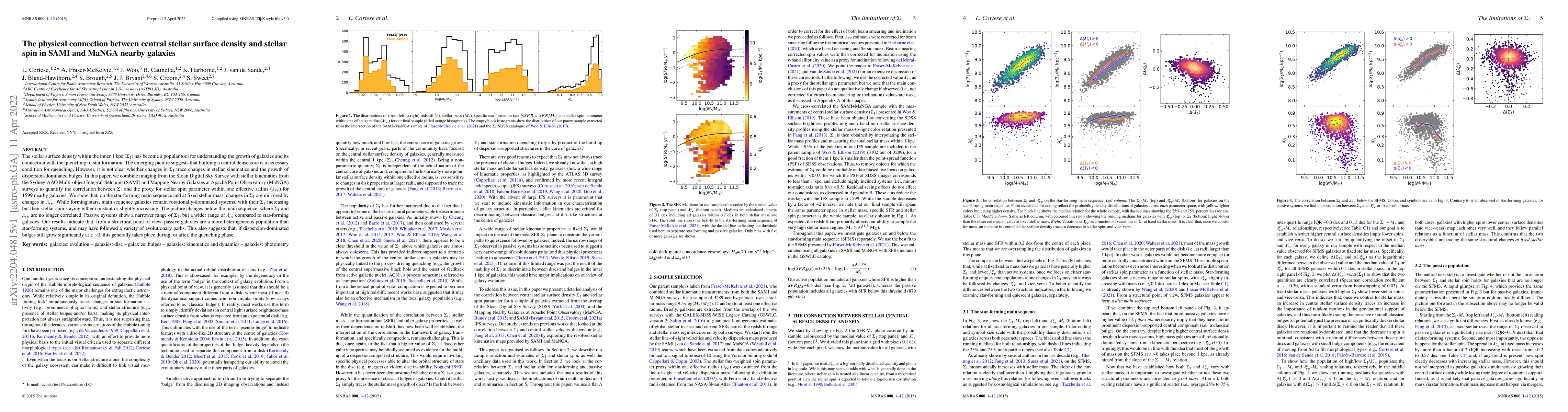 Thumbnail for The physical connection between central stellar surface density and
  stellar spin in SAMI and MaNGA nearby galaxies