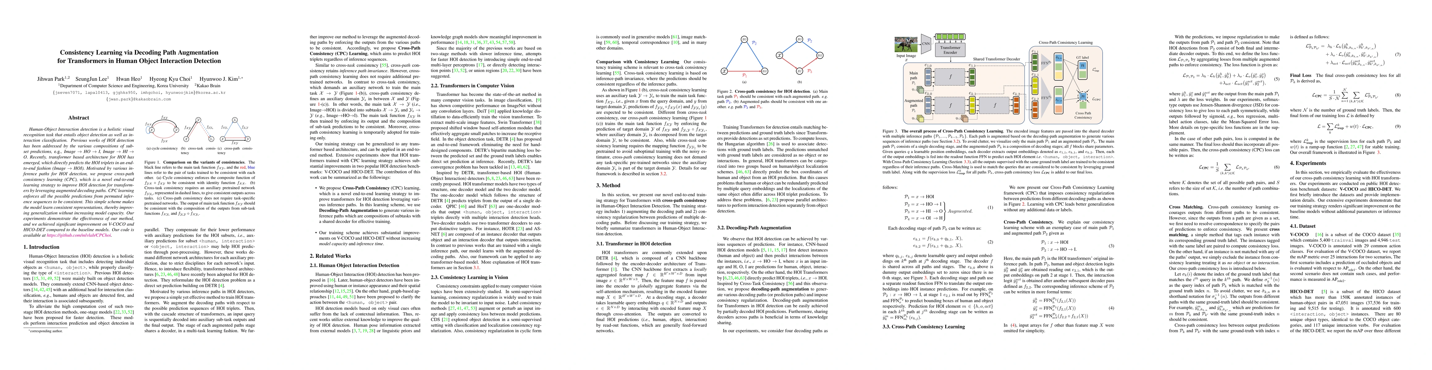 Thumbnail for Consistency Learning via Decoding Path Augmentation for Transformers in
  Human Object Interaction Detection