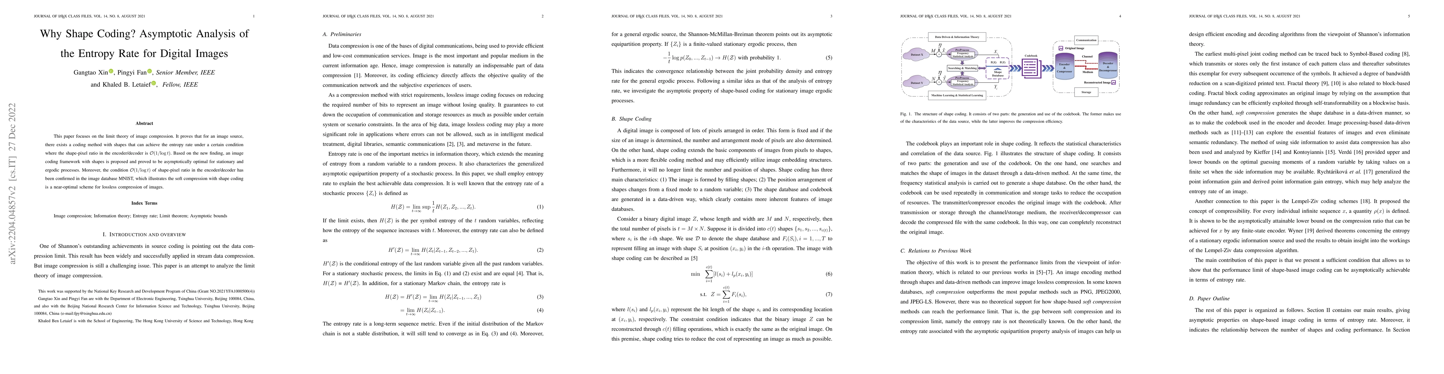 Thumbnail for Why Shape Coding? Asymptotic Analysis of the Entropy Rate for Digital
  Images