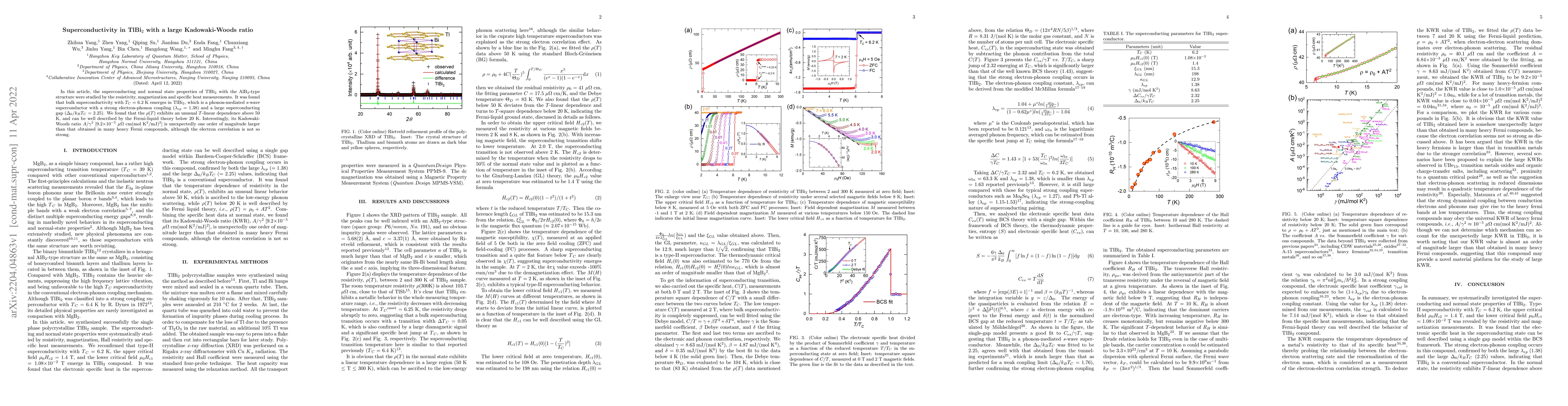 Thumbnail for Superconductivity in TlBi$_2$ with a large Kadowaki-Woods ratio