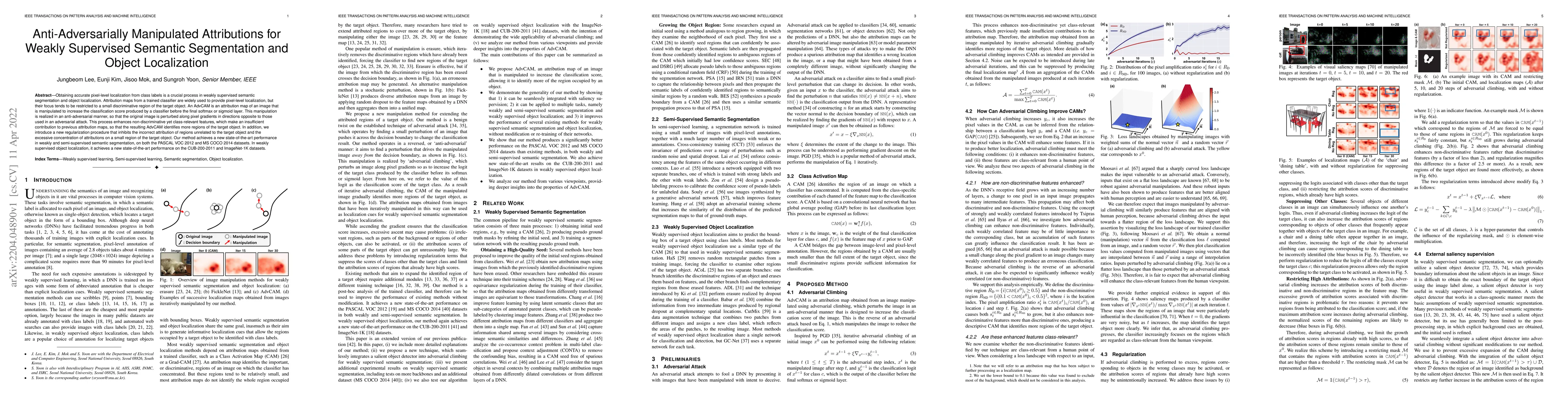 Thumbnail for Anti-Adversarially Manipulated Attributions for Weakly Supervised
  Semantic Segmentation and Object Localization